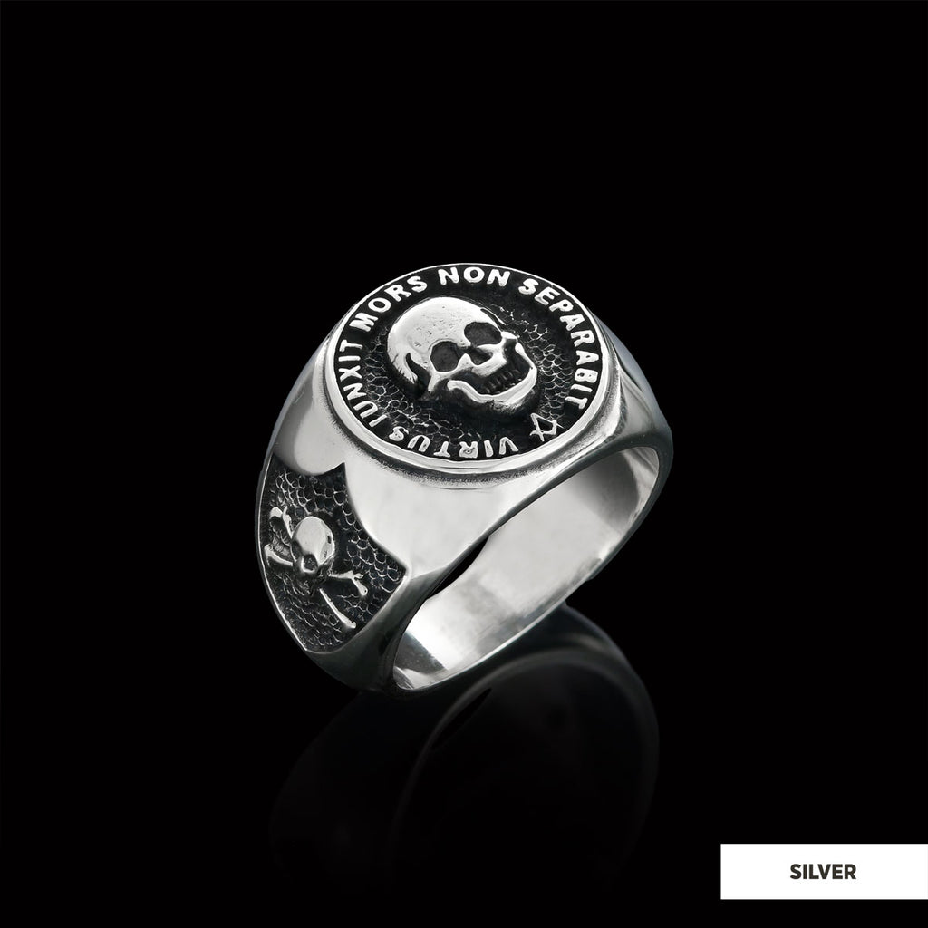The Skull Masonic Ring, Handcrafted Sterling Silver Mason Ring, Elegant Masonic Ring