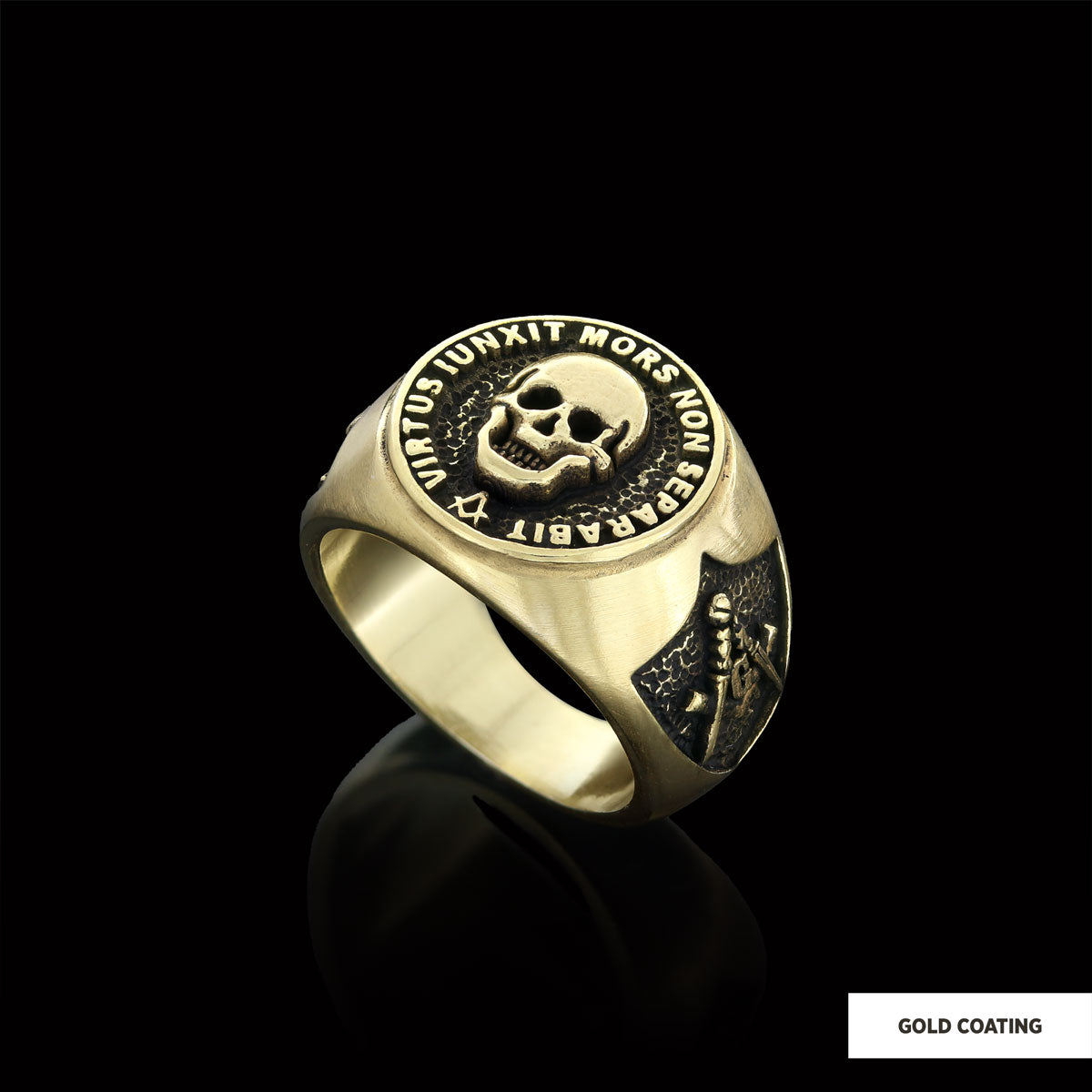 The Skull Masonic Ring, Handcrafted Sterling Silver Mason Ring, Elegant Masonic Ring
